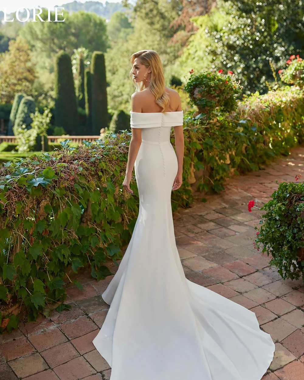 LORIE Elegant Ivory Wedding Dresses Off Shoulder Mermaid Draped Simple Bride Prom Gown 2024 Bridal Gowns Vestidos De Novia 2