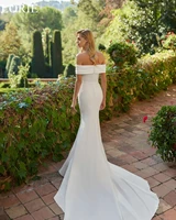 LORIE Elegant Ivory Wedding Dresses Off Shoulder Mermaid Draped Simple Bride Prom Gown 2024 Bridal Gowns Vestidos De Novia 2