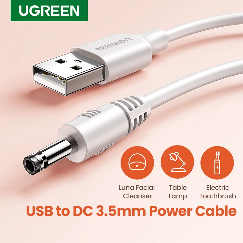  Ugreen USB to DC 3.5mm Power Cable USB A Male to 3.5 Jack Connector 5V Power Supply Charger Adapter for HUB USB Fan Power Cable 