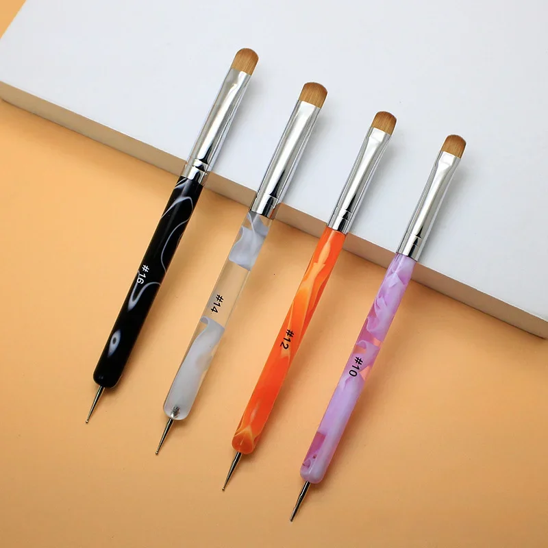 French Nail Art Brush Dual End Nail Art Dotting Pen Acrylic Drawing Rhinestone Gel Painting Manicure Tool for Beginner 2