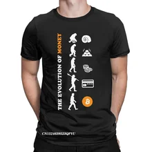 Camiseta de Bitcoin para hombre y mujer, camisa de cuello redondo con diseño de la evolución del dinero, criptomoneda, Btc