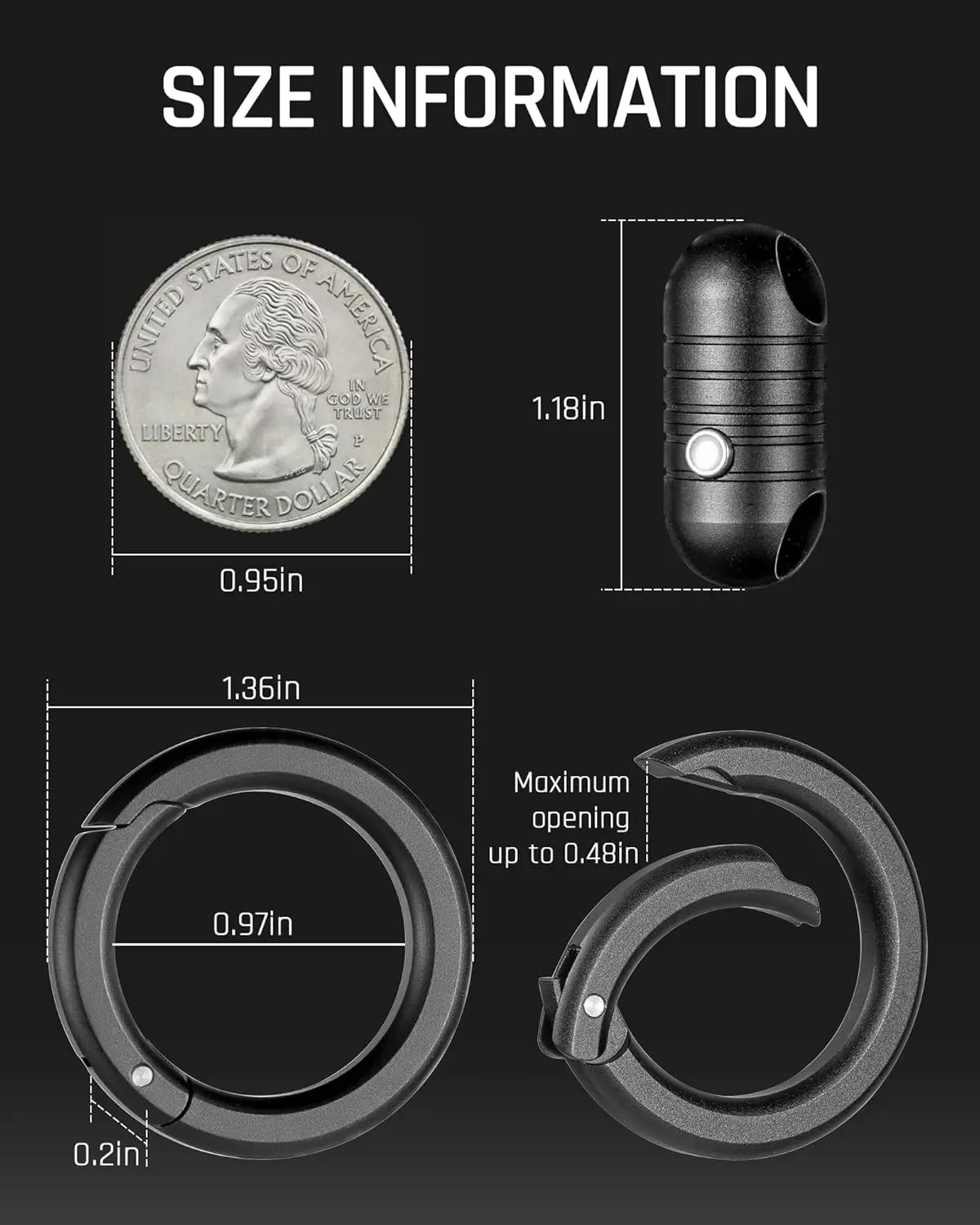 TIMULTI Round Carabiner Clip,and Magnetic Quick Release Keychain,Detachable Rotatable Key Chain Connector 4