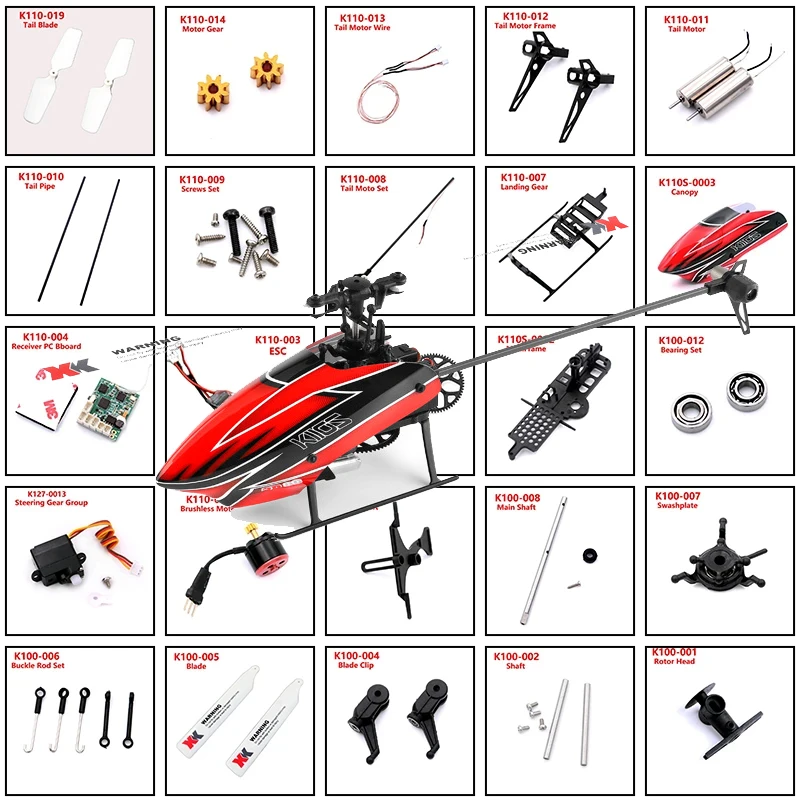 

Wltoys XKS K110S K110 телефон с сервоприводом, редукторный мотор, головка, Задний навес, ESC плата для K110S, обновленные детали