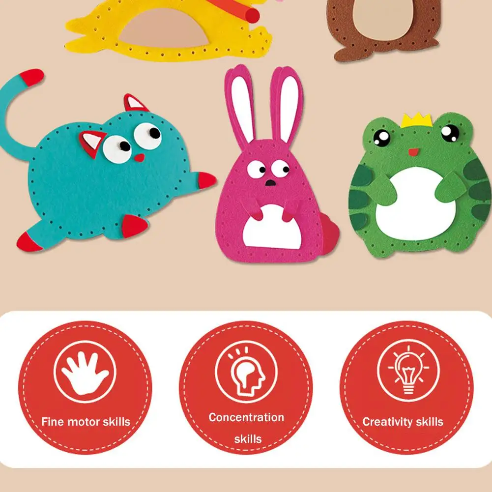 Sewing Craft Kit Kids Art Craft Kit Children Sewing Animals Craft Kit Forest Creatures DIY Sewing Felt Plush Animals Educational Set For Kids Beginners Gifts
