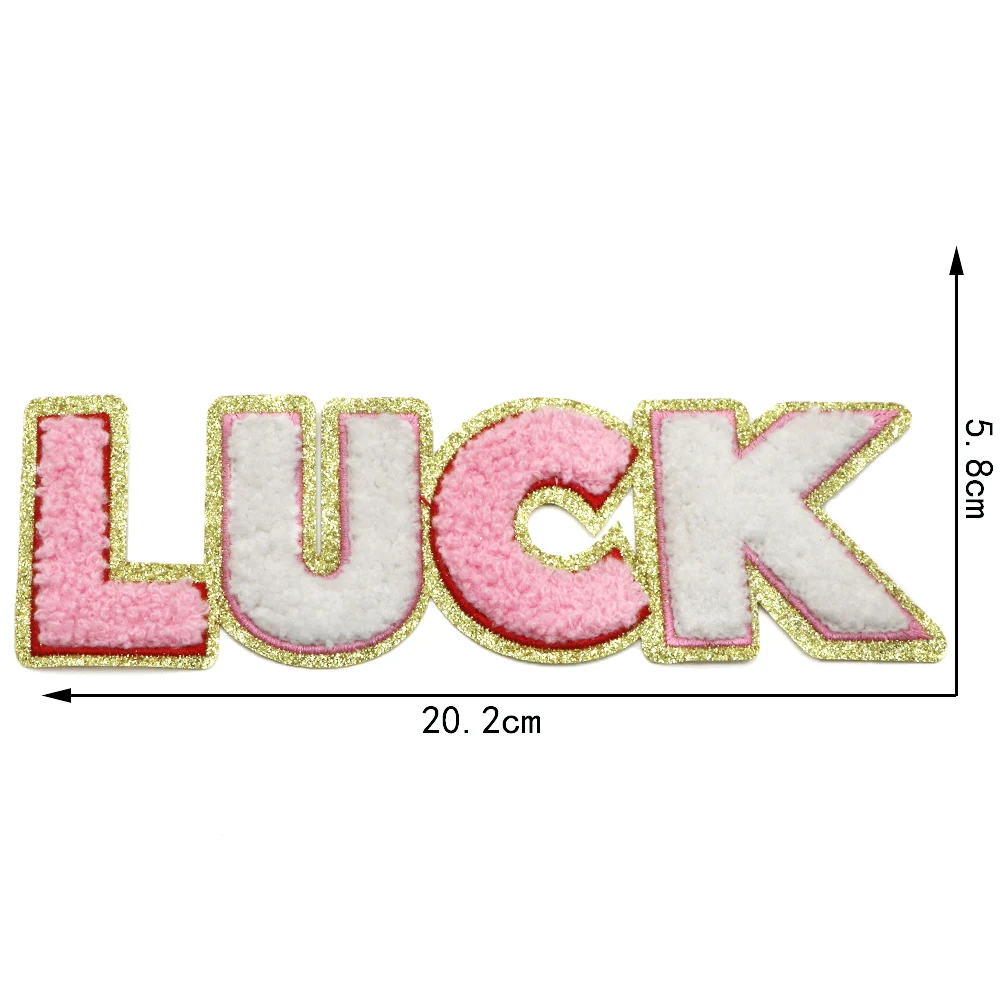 1pc Liebe Glück Chenille Patch nähen Eisen auf Applikation Reparatur Patch Stickerei DIY Handwerk Handtuch Aufkleber für Kleidung Jacke Jeans – Detail 10