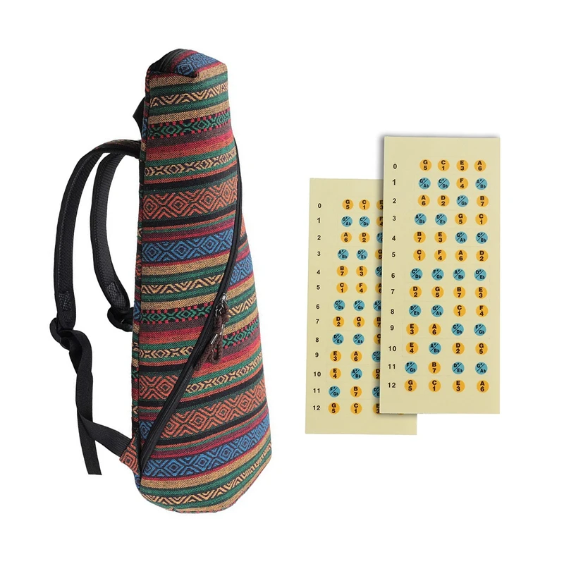

1Pcs Bohemian Ukulele Case Bag For Tenor Ukulele 26 Inch,10Mm Sponge Padded(Tenor) & 2Pcs Ukulele Decals Fretboard Note Decals S