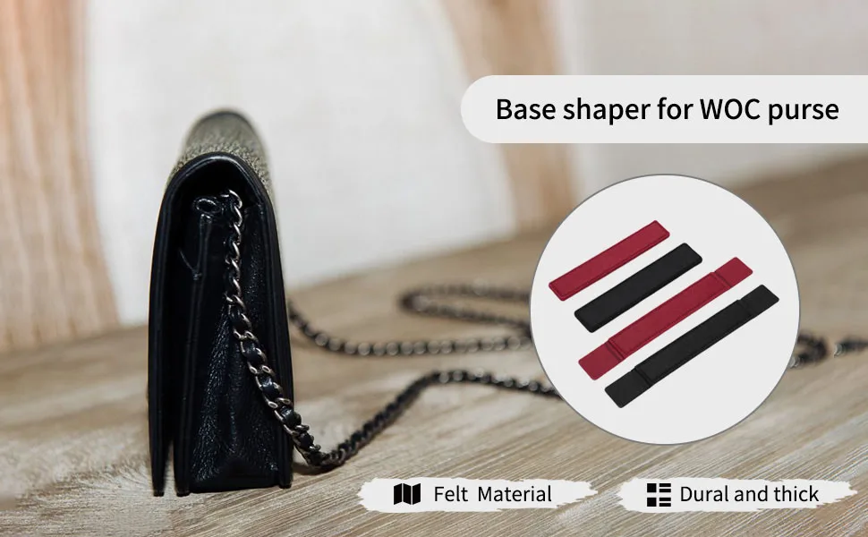 Purse WOC Base Shaper, Felt Base Shaper Saver and Insert for Wallet on Chain Bags Handbag woc Bag Base Shaper Black and Red