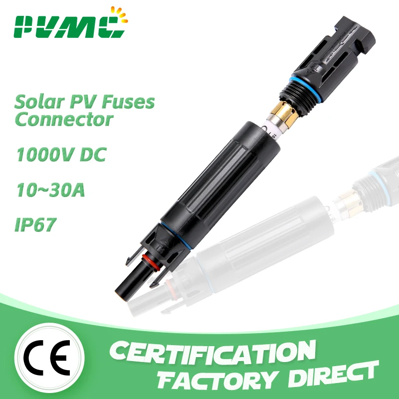 Connecteur de Fusibles Longs Solaires en Ligne IP67, Protection Étanche, 1000VDC 10A/15A/20A/25A/30A, Vente en Gros