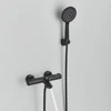 Black Thermostatic Bathroom Shower Faucet Dual Handle Bathtub Faucet Wall Mounted Mixer Tub Tap 2