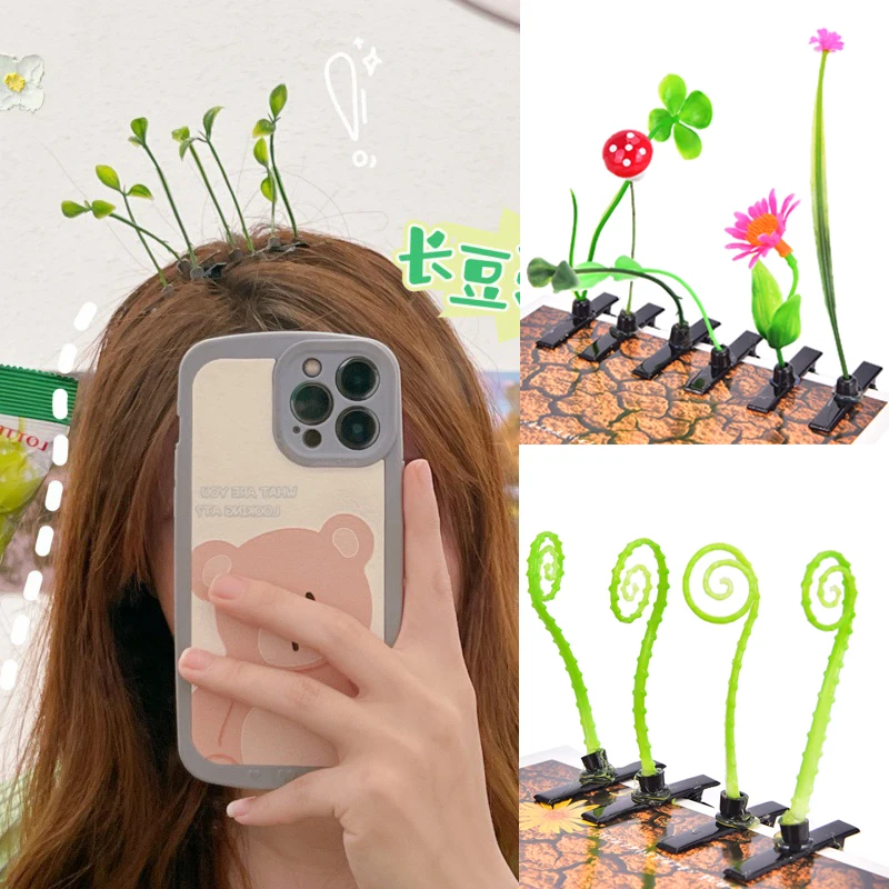 30 pcs hair clips grass hairpin small clip kawaii clips plant for girls mini accessories kids ages 8 10 metal women child 5 pcs/set Grass Flower Hair Clip Butterfly Trendy Small Hairpin For Girls Kids Creative Plant Plastic Barrette Accessories