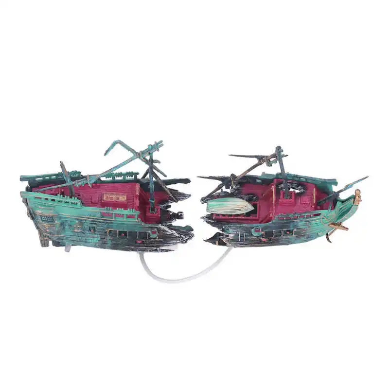 

Aquarium Shipwreck Decoration Hand Painted Sunken Ship Ornament Large Split Shipwreck For Fish Tanks Aquariums