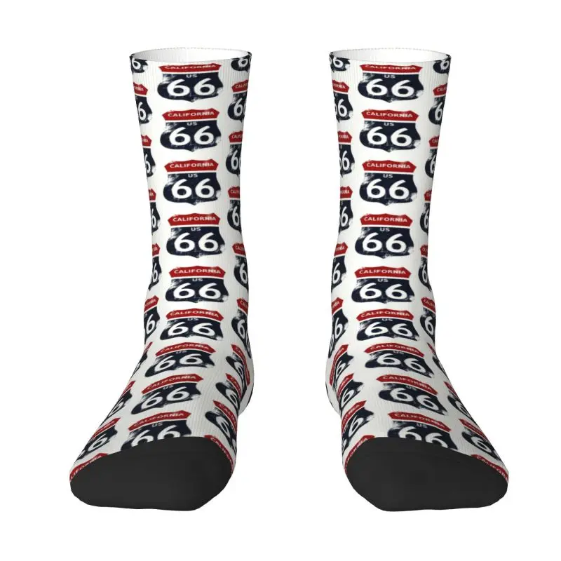 

Fun Mens California Route 66 No Border Dress Socks Unisex Comfortable Warm 3D Printing USA Highways Crew Socks