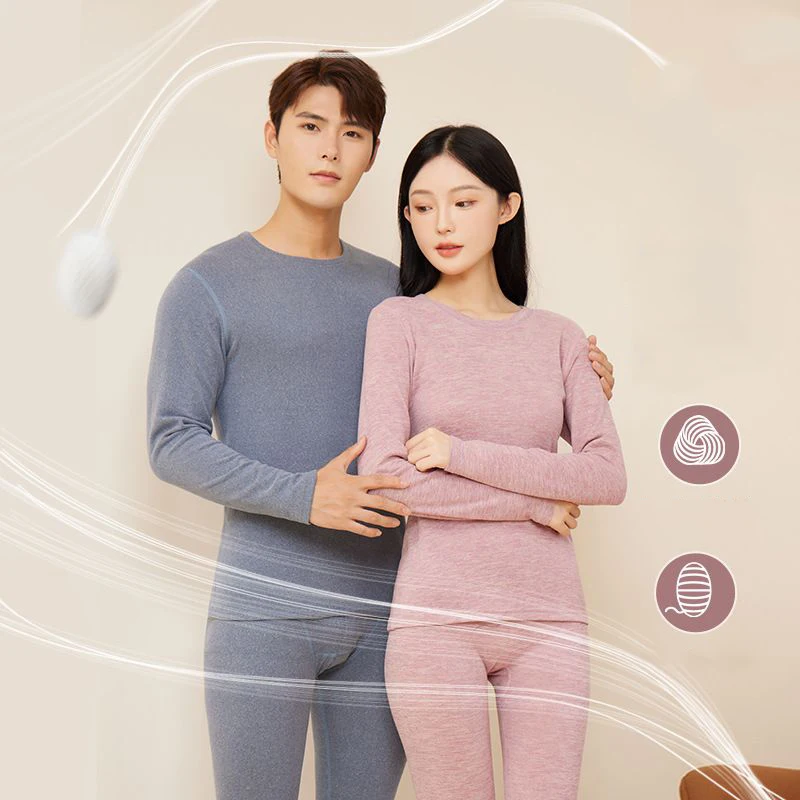 Thermal Underwear Long Johns Winter Women Clothes Wool and silk Warm Lingerie 2 Pieces Thermal Pants Long Sleeve Bottoming Shirt
