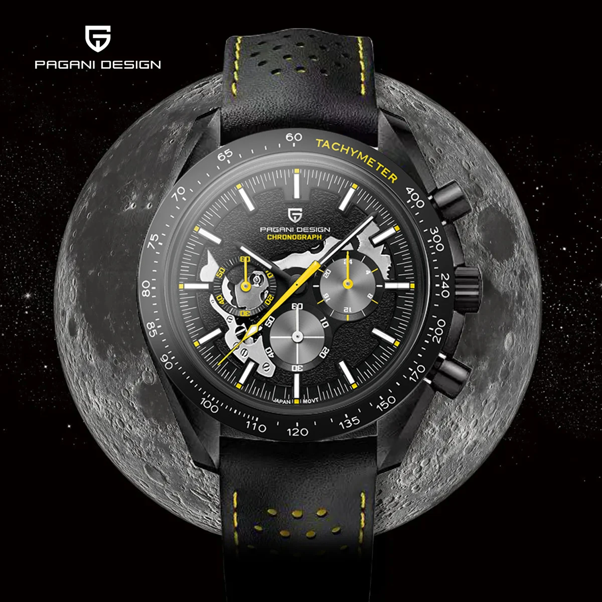 2023 New PAGANI DESIGN Moon Dark Mens Quartz Watches Luxury Chronograph Watch For Men AR Sapphire Mirror Waterproof Reloj Hombre