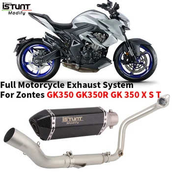 Slip On For Zontes GK350 GK350R GK 350 X S T Full Motorcycle Exhaust System Escape Modify Front Link Pipe Moto Muffler DB Killer