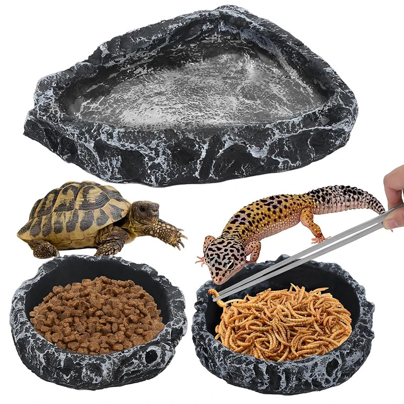Safe and Durable Imitation Stone Bowl for Feeding Reptile Pets Ideal ... - Reptile-Safe Snake Feeding Utensils