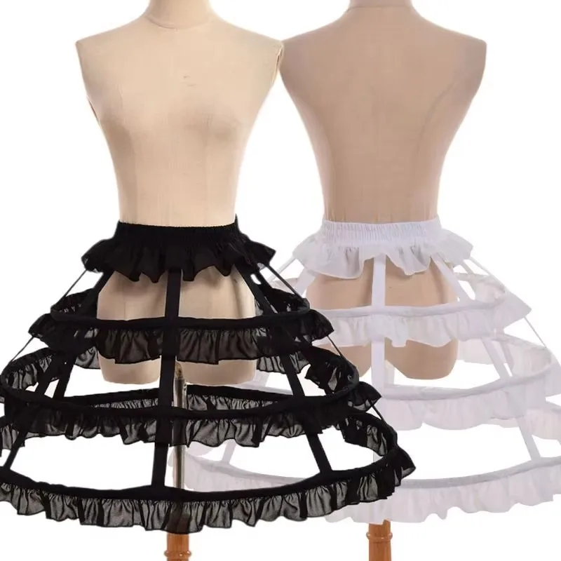 ผู้หญิง Lolita Hollow Lotus Leaf Lace Bird Cage กระดูกปลากระโปรงคอสเพลย์ชุดกระโปรง Petticoat เจ้าสาวงานแต่งงานชุดซับ