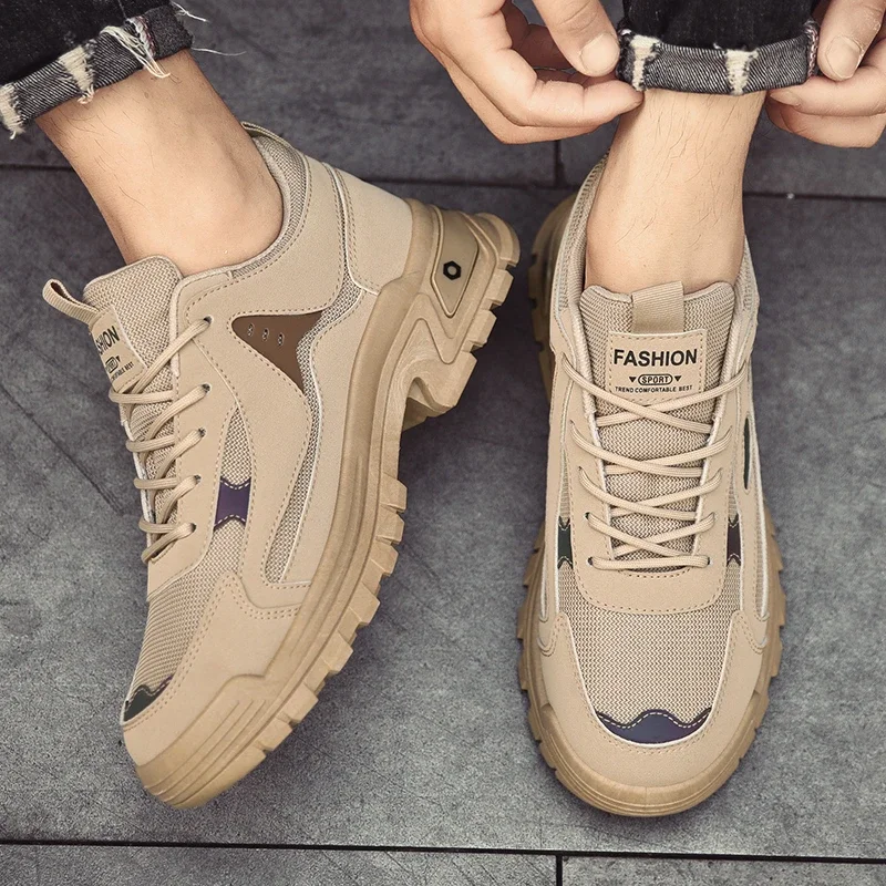 2023 Outdoor Shoes for Men Mesh Men's Vulcanize Shoes Breathable Male Sneakers Lace Up Platform Mixed Colors Men's Casual Shoes