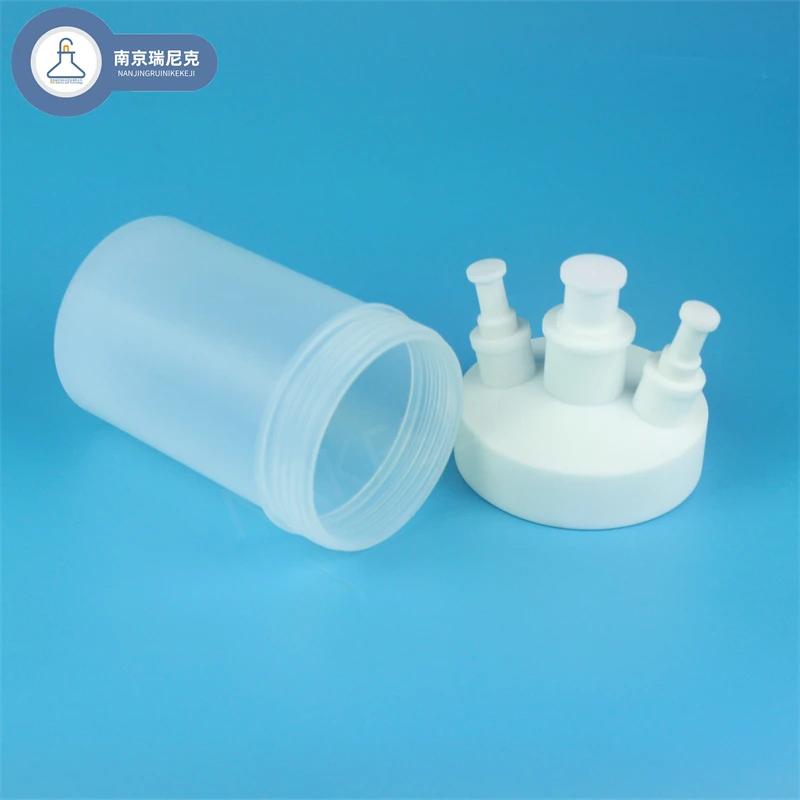 산, 알칼리, 고온 내성 PFA 평평한 바닥 플라스크, 3 목 맞춤형 투명 가시성 반응, 500ml