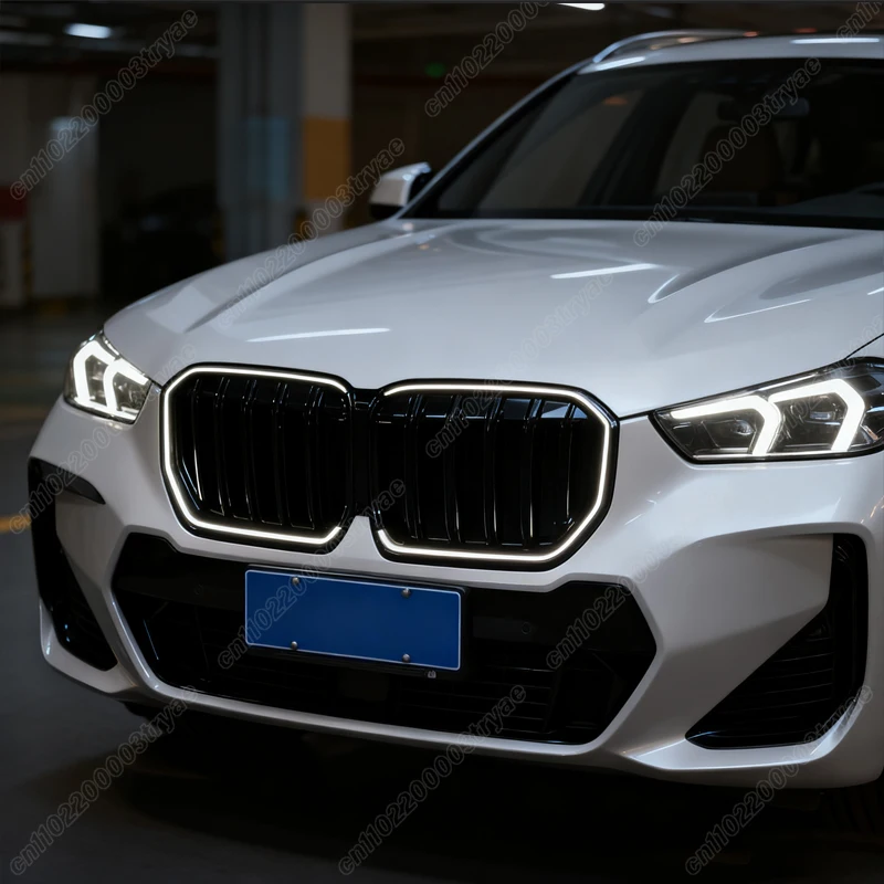 BMW X1 U11 U12 2023 2024 2025 자동차 전면 범퍼 이중 라인 조명 라디에이터 그릴 레이싱 워터 탱크 쉴드 바디 키트