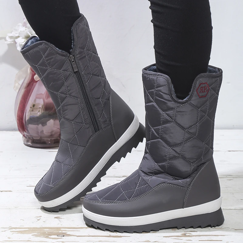 Botas Impermeables de Nieve de Piel Gruesa Plataforma para Mujer, Antideslizantes de Caña Alta, Zapatos para Invierno| | - AliExpress