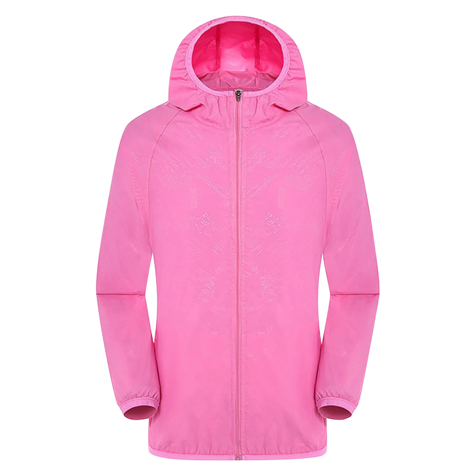 

Women Solid Rain Jacket Outdoor Hooded Windproof Loose Coat Water Proof Raglan Cuff Storage Bag