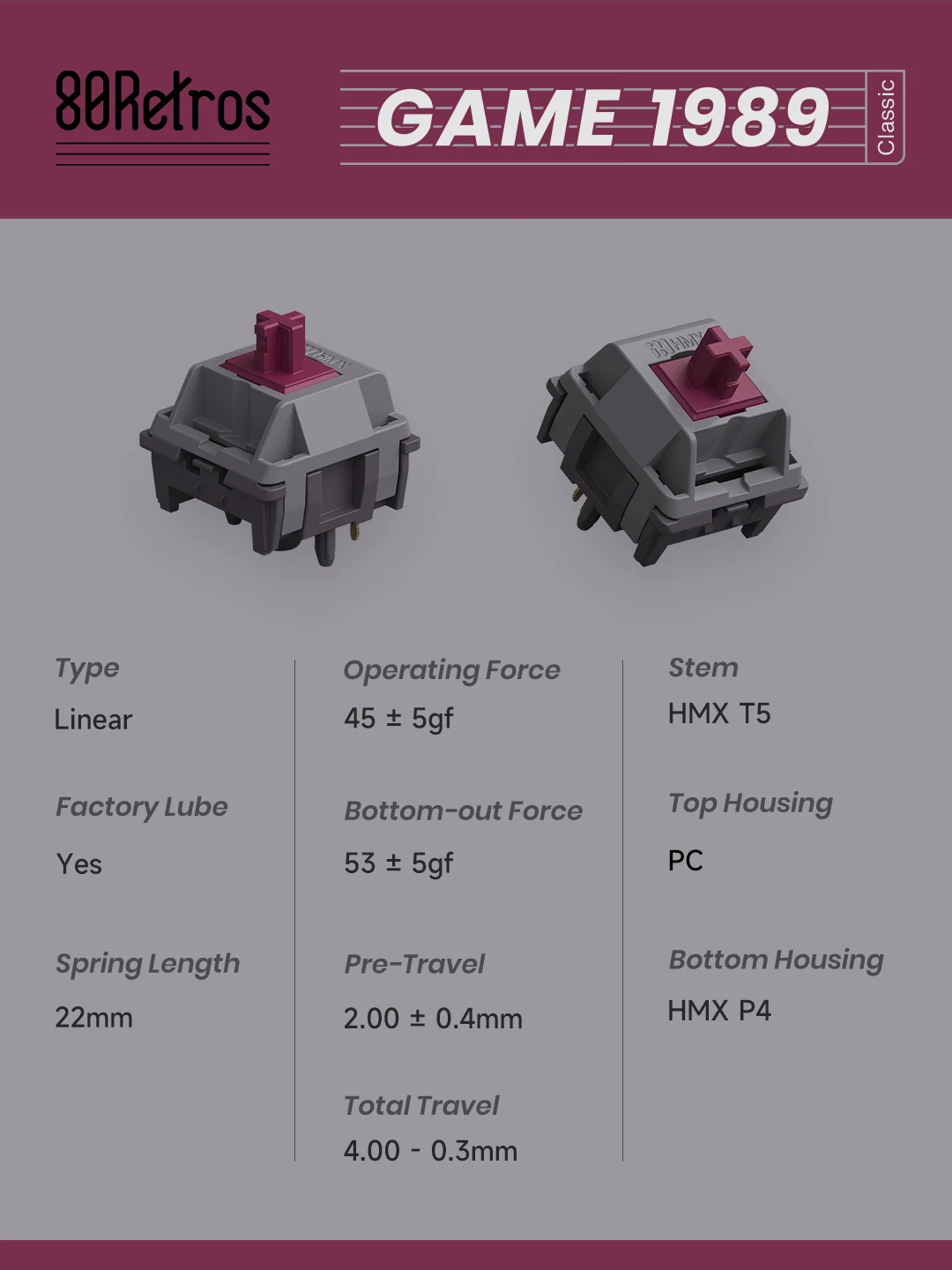 80Retros x HMX GAME 1989 / KD200 / FJ400 Film Switch Mechanical