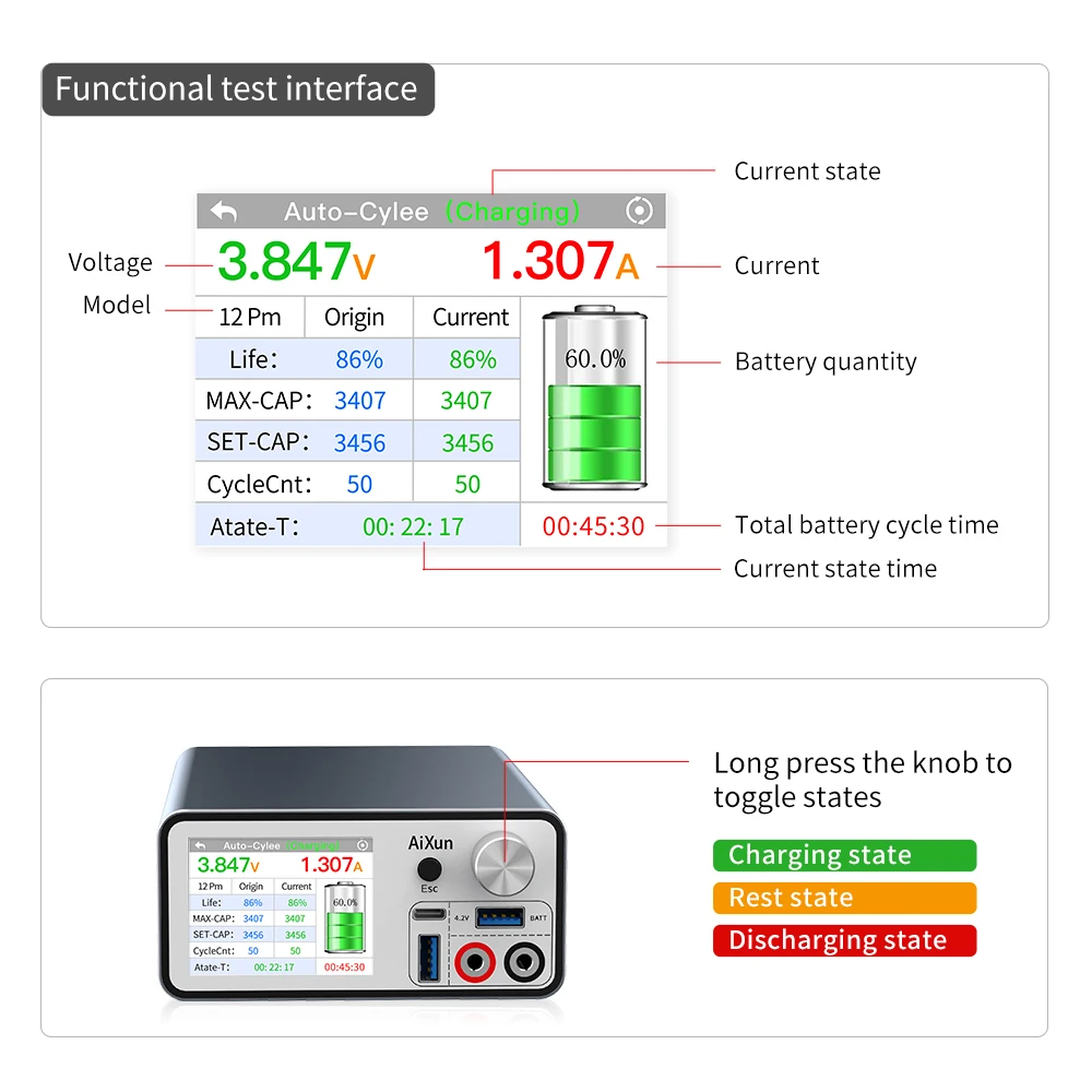Aixun P2408 Power Supply Test Cable For iPhone 7-12 Series