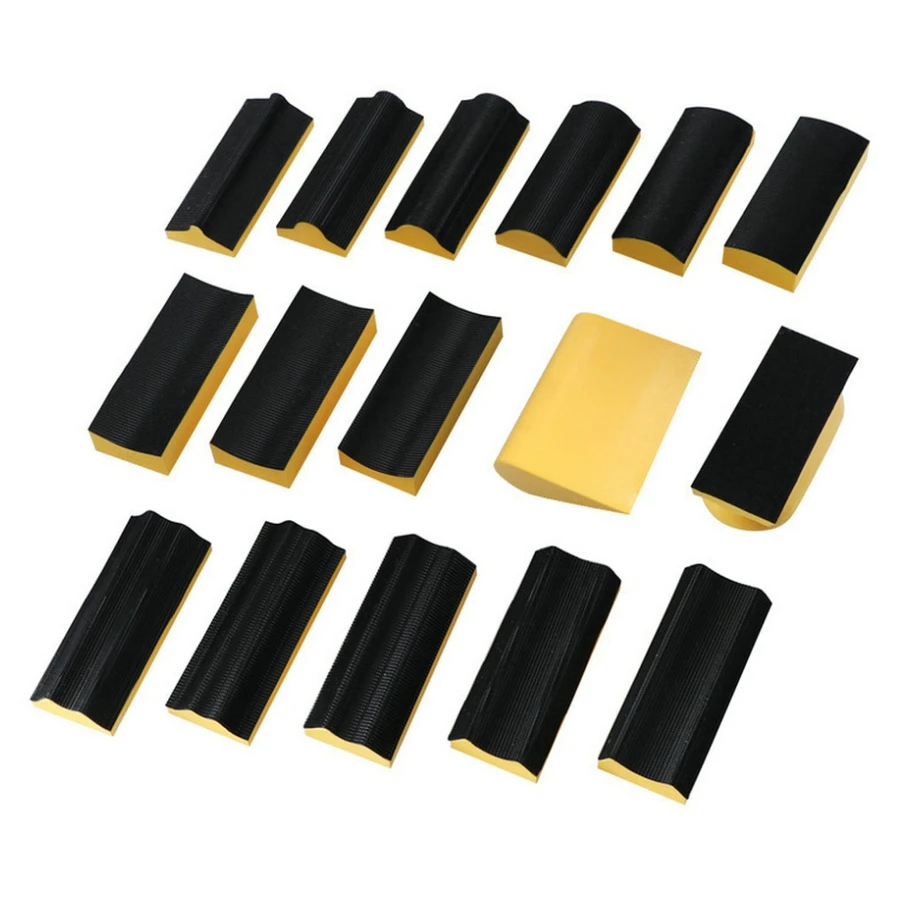 16PCS/Set Hand Sanding Block Set 40X100MM Hook And Loop Assorted Shaped Sanding Disc Holder Grinding Sponge Abrasive Tool