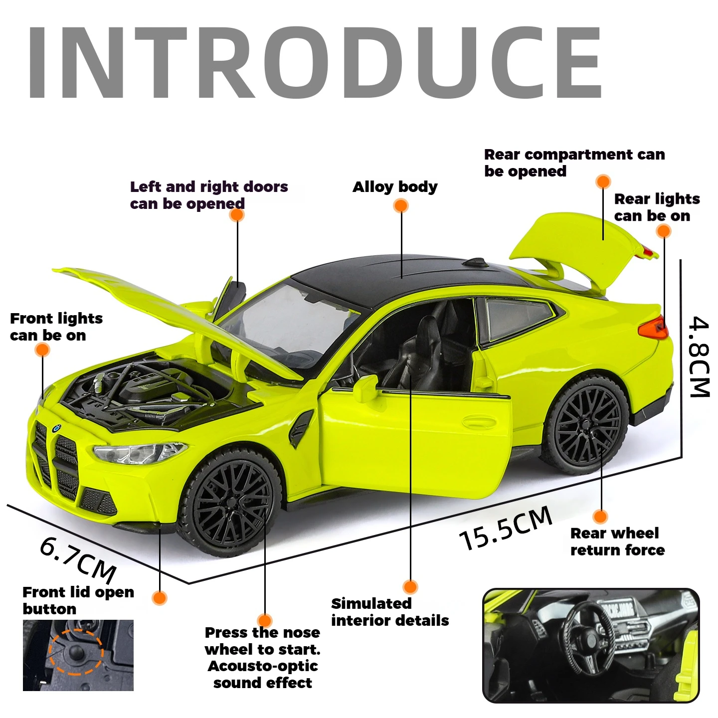 1:32 BMW M4 쿠페 럭셔리카 로고 합금 금속 다이캐스트 모델 자동차 홈 유행 장난감 장식품 친구 소년과 함께 어린이 휴일 선물