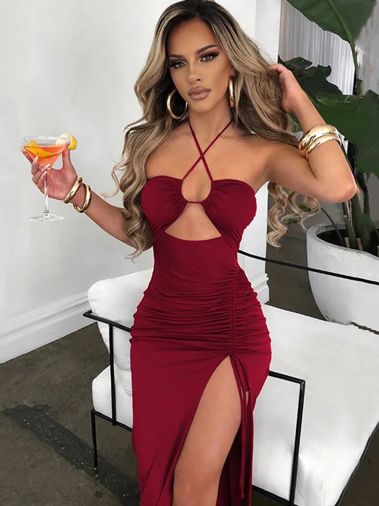 Sleeveless Sexy Female Midi Backless Dresses Slim Night Club Party Women's Dress Bodycon Vestidos Elegantes Para Mujer 6