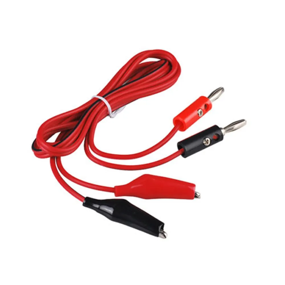 5PCS 4mm Injection Banana Plug To Shrouded Copper Electrical Clamp Alligator Clip Test Cable Leads 1M Testing Probe