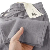 Loose Cotton Linen Men's Summer Casual Pants Qui Dry Straight Leg Large Size Comfortable Breathable Daily Wear
