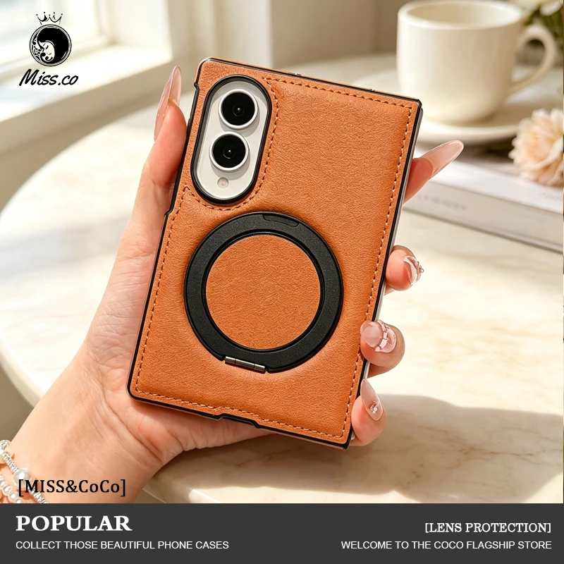 Luxury Leather Texture Rotating Bracket Case with Magnetic Charging Cover