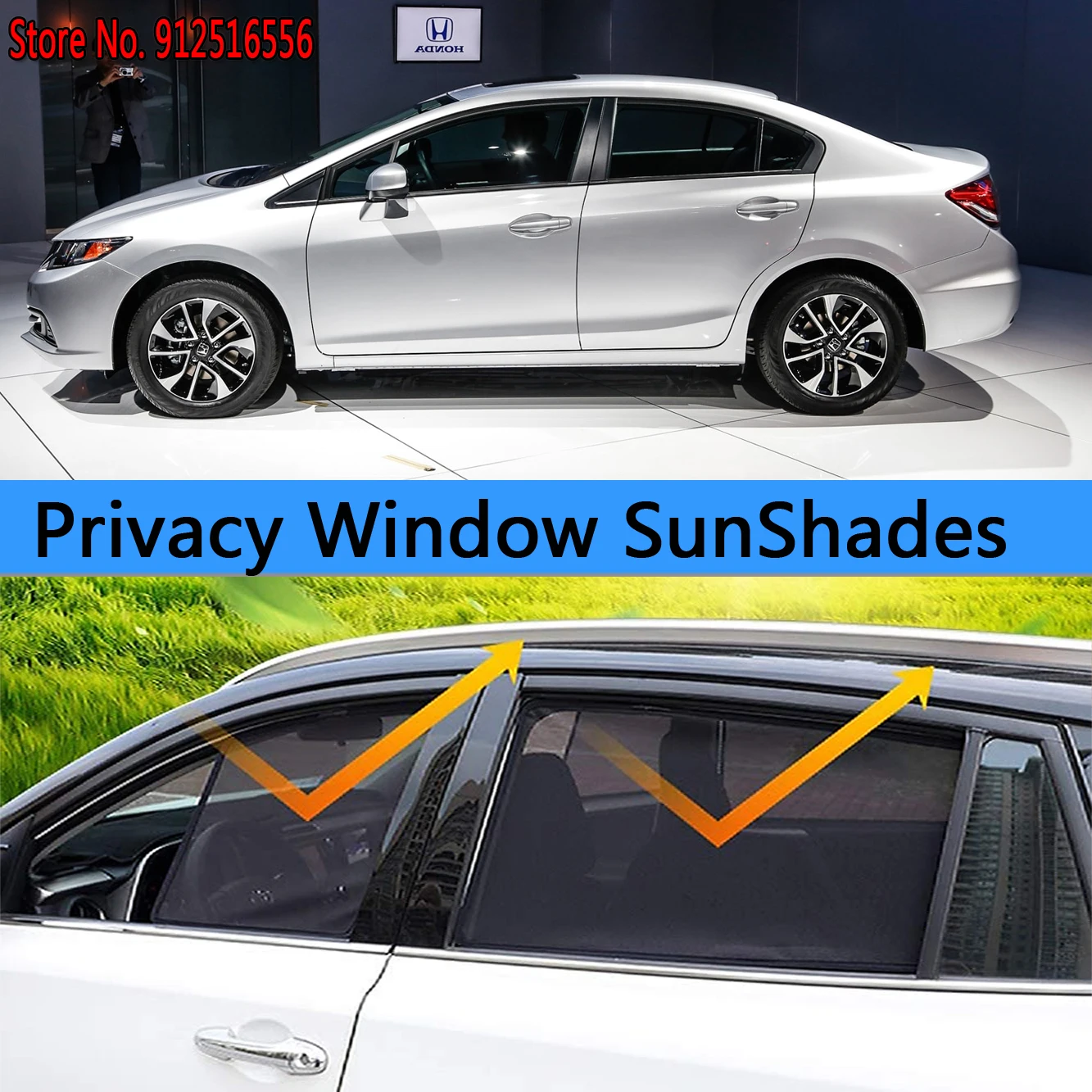 

Side Sun Shade Shading Protection Window SunShades Sunshield Accseeories For Honda Civic Sedan 9th GEN 2011 2012 2013 2014 2015