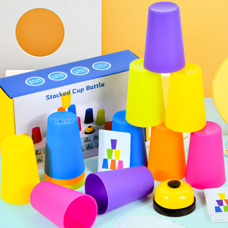 

Kids Stacking Cup Toys Mug Plastic Cups Liquid Beaker Lid Parent-child Interactive Party Reusable Travel Brain Battle Game Toys