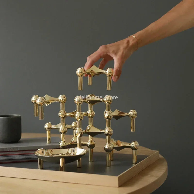 Candle Holders Molecular Structure Metal Candle Holder Nordic Gold Candlestick Centerpiece Living Room Decoration Gift home decore candelabra