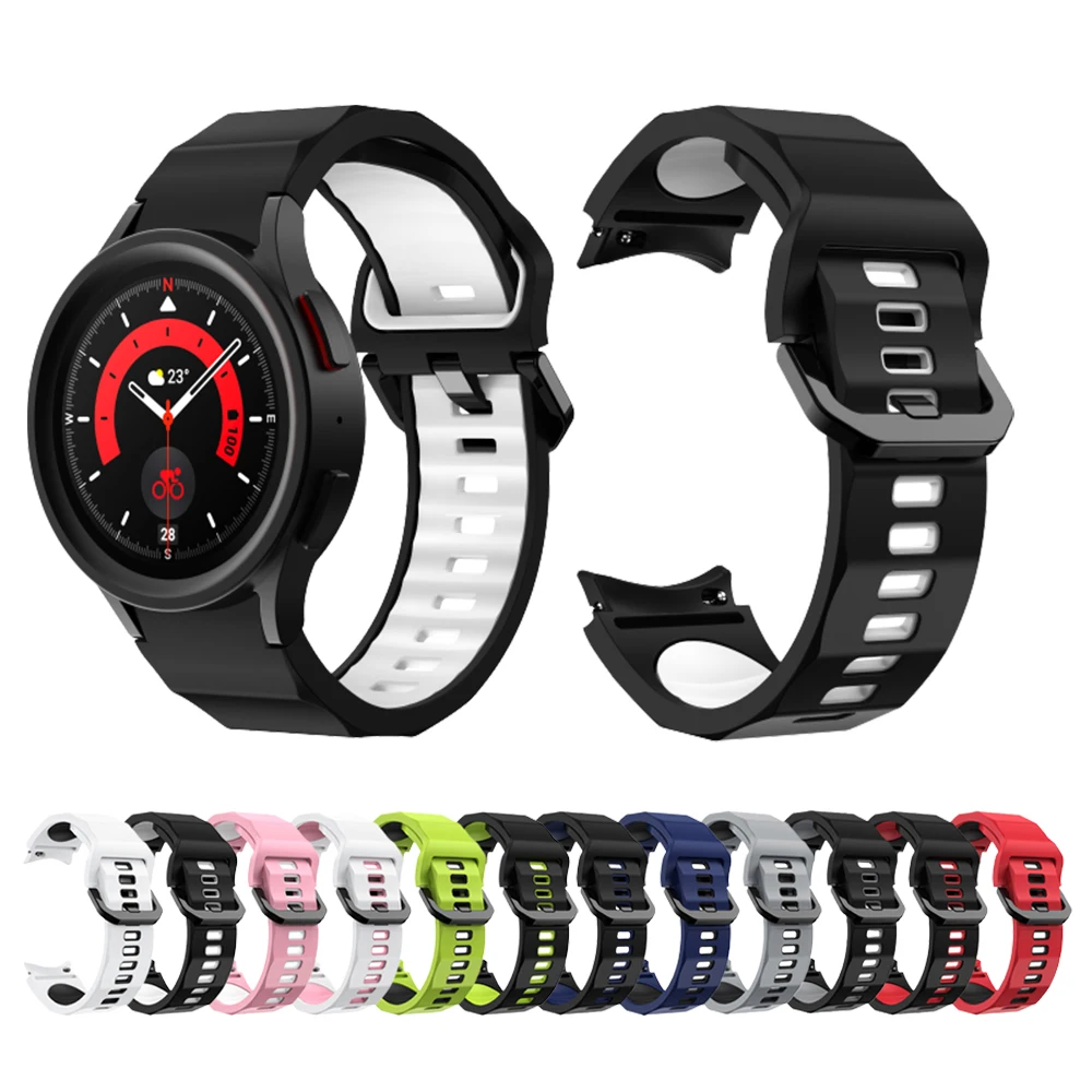 

Ремешок силиконовый для Galaxy Watch 5 Pro, уличный спортивный браслет для Samsung Galaxy Watch 5 4, 45 мм, черный и белый цвета, 40 44 45