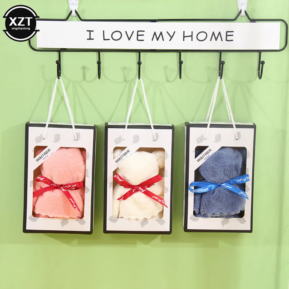 Coral Velvet Fleece Bear Hand Towel With Bag Absorbent Face Hand Towel Wedding Business Holiday Gifts Bathroom 30x30cm hand towels face towels