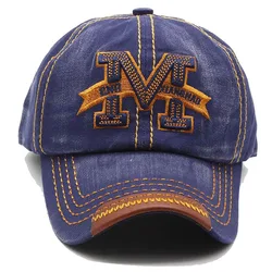 Spring Autumn Letter Washed Embroidery Cowboy Baseball Cap Women Outdoor Sport Casual Shade Snapback Hat for Men
