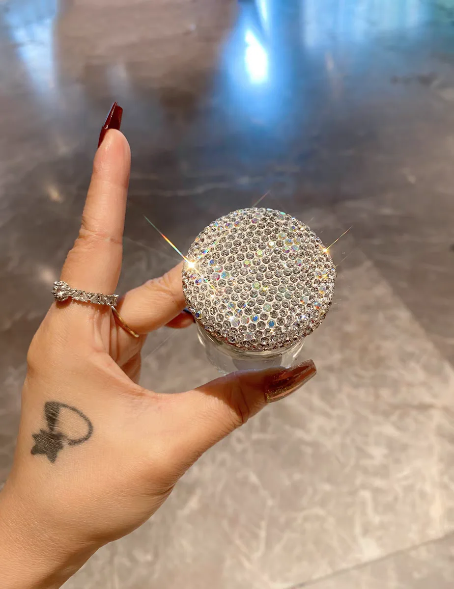 High-End Glass Storage Bottle Artificial Diamond-Encrusted Empty Bottle Portable Gold Bean Mini Object Storage Jar