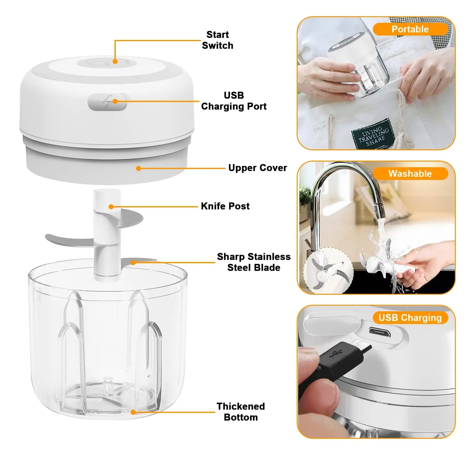 Electric Garlic Chopper, Onion Chopper, Usb Charging Vegetable