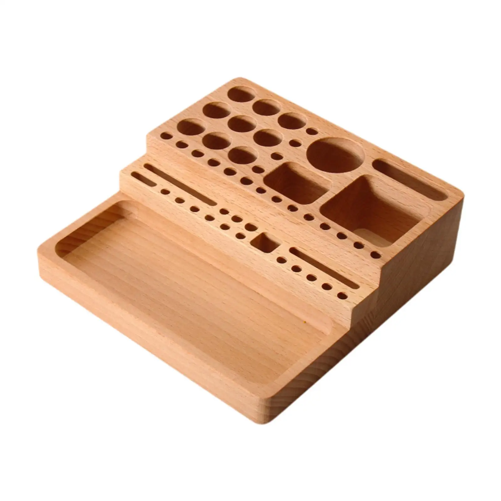 Wooden Desk Organizer with Slots And Holes, Multifunctional, Wooden Desk Organizer with Slots And Holes, Multifunctional,