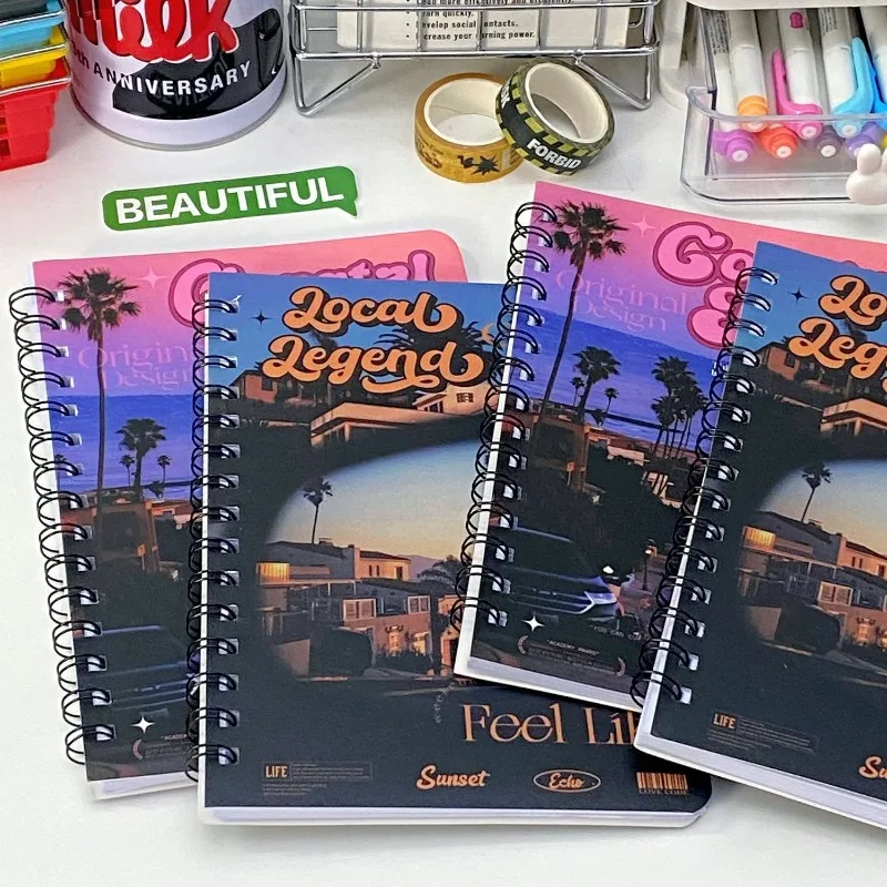 Caderno Retro com Linha Horizontal Branco Página Interna Notepad Kawaii Sobremesa Estilo Americano Scrapbook Journal a5 50 Folhas