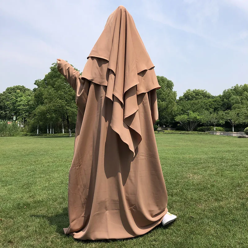 Butterfly Nida Abaya Set 2 Layers Khimar EID Islamic Clothing Jilbab Hijab Prayer Robe Two Pieces Abaya Set Women Ramadan Prayer