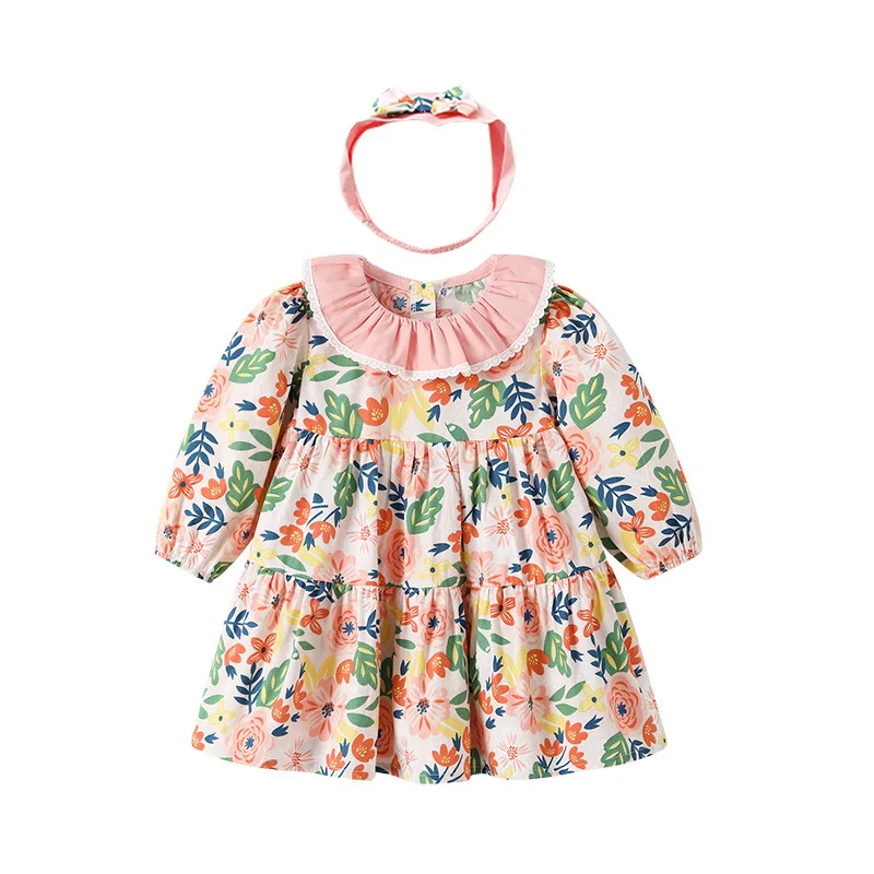 Baby Girl Floral Dress Infant Romper with Hat Children Spanish Clothes