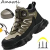 Men's Work Shoes Steel Resistant Anti-Puncture Anti-smash Toe Boots Slip Light Weight Safety Shoes Comfortable Men Shoes 40-46