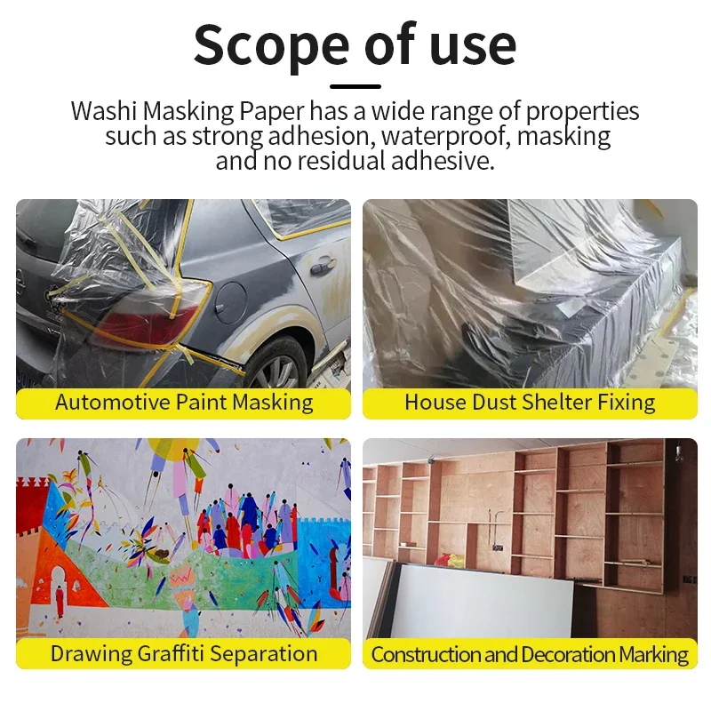 Automotive Masking Tape Yellow Painters Masking Tape For Crafts Arts No Residue Wall Painting Tape Edge Finishing