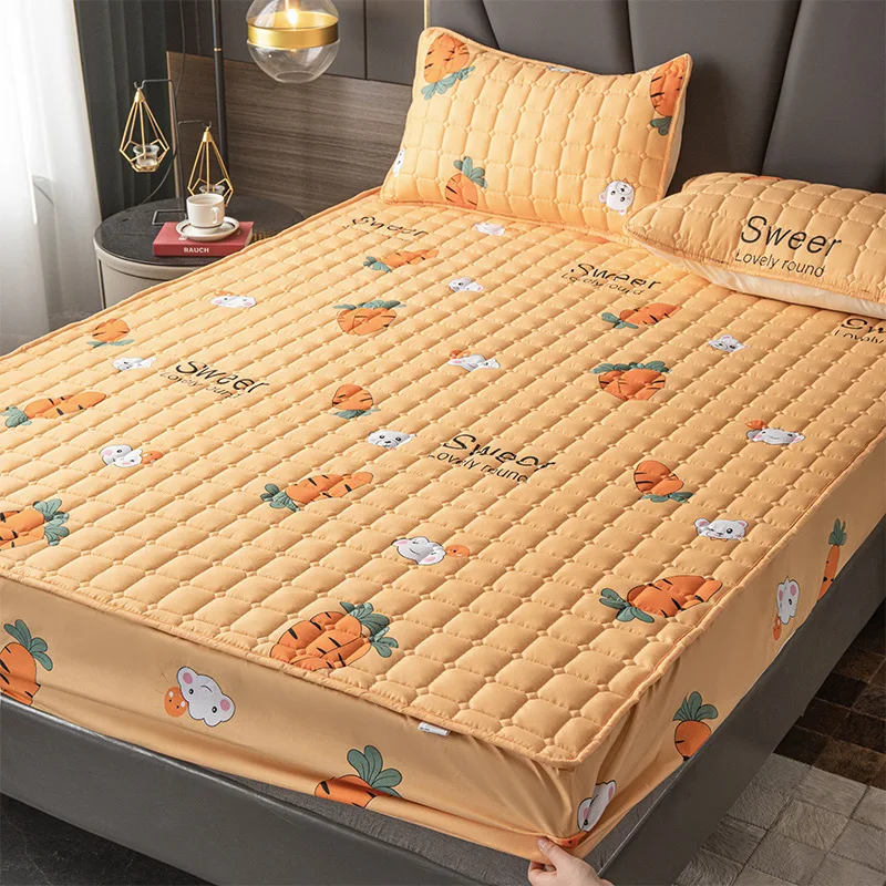 

Pure cotton padded protective cover, solid color thickened mattress cover, bedspread
