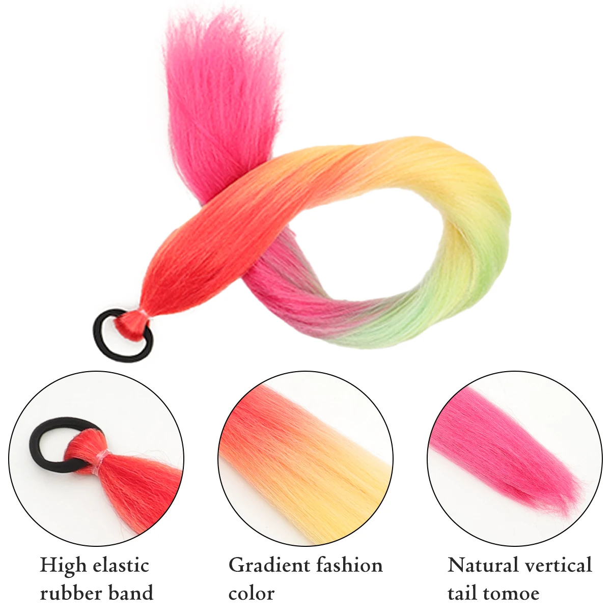 Synthetic rubber band braided ponytail gradient natural women and children ponytail extension elastic fake ponytail